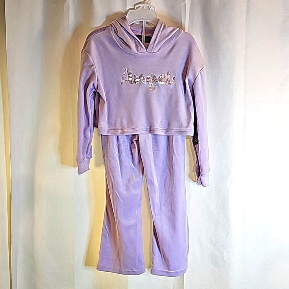 2/$20 Girls First 4T Velour Hoodie Pant Set